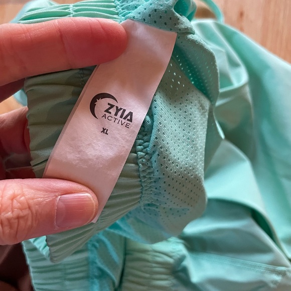 Women's Zyia Mint Green and Brown Athletic Shorts with pockets - Picture 4 of 4